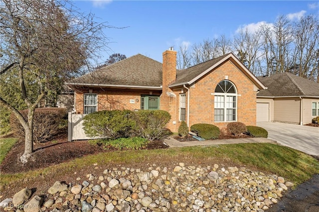 single story home with a garage