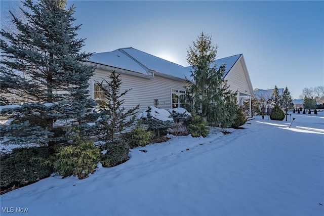 view of snow covered exterior