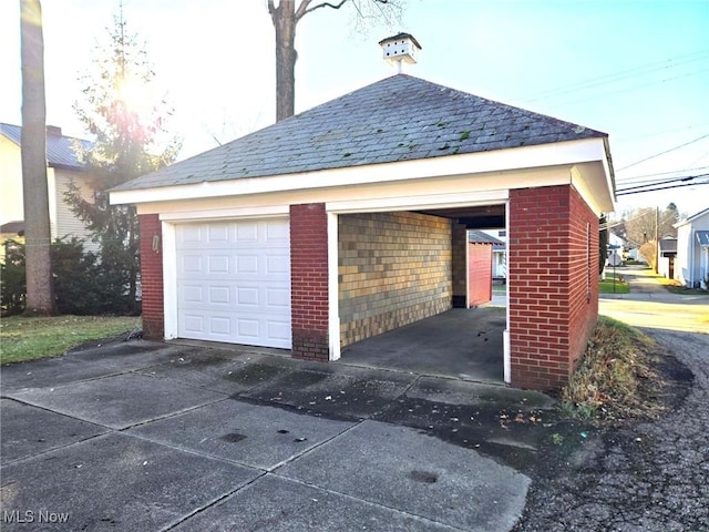 view of garage