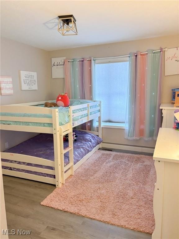 bedroom with hardwood / wood-style floors