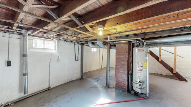 basement with water heater