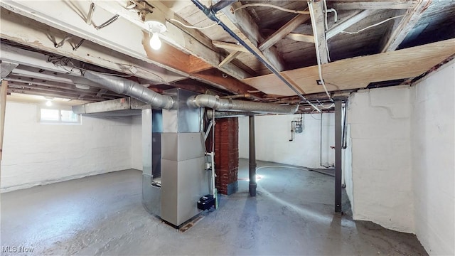 basement with heating unit