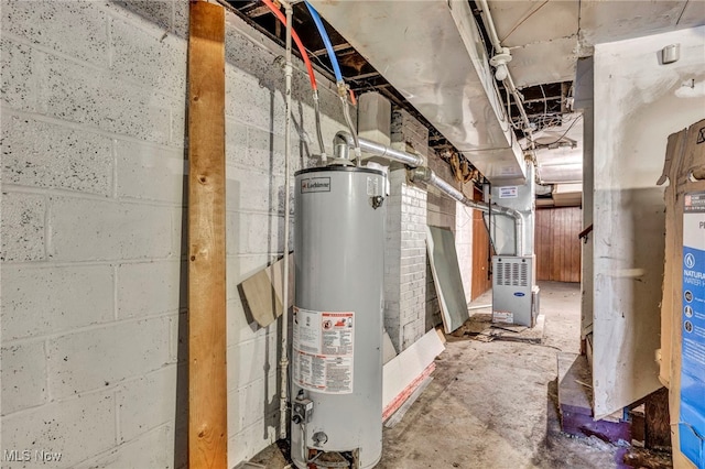 utility room with gas water heater