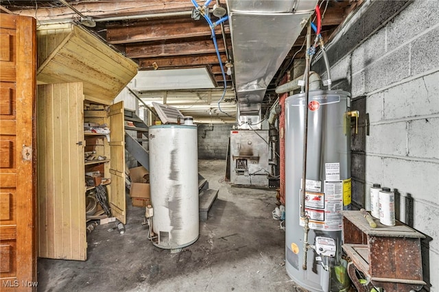 utility room with water heater