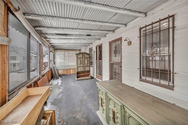 view of unfurnished sunroom