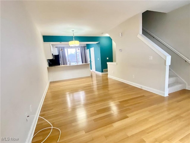 interior space featuring light wood-type flooring