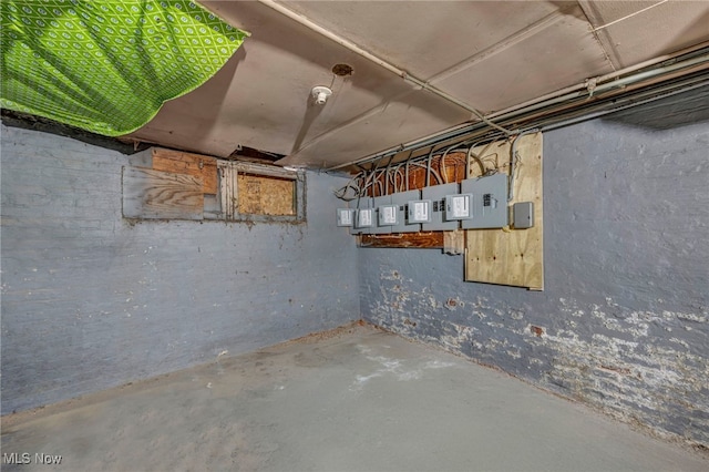 basement with electric panel