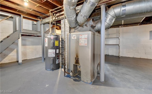 utility room with water heater