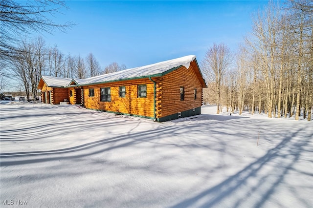 view of snow covered exterior