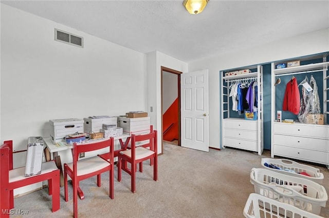 interior space with light colored carpet