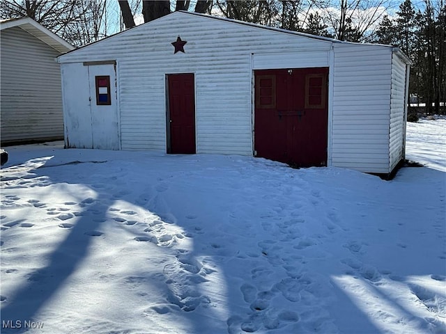 view of snow covered structure