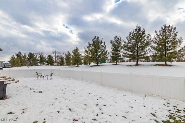 view of yard covered in snow