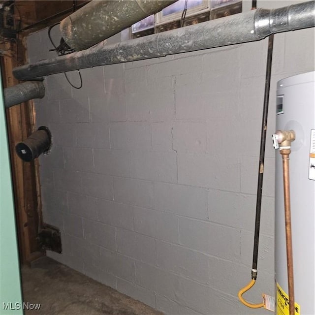 basement with gas water heater