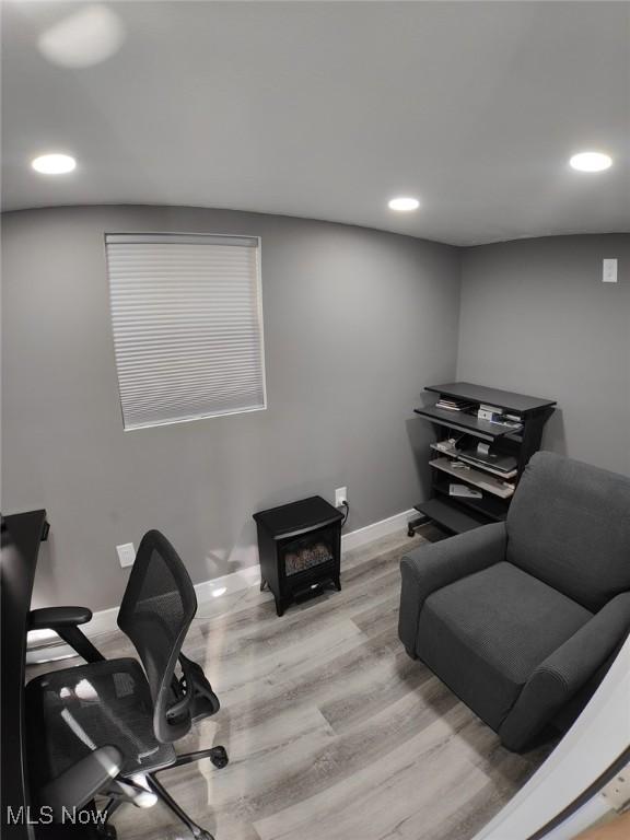 office space featuring light hardwood / wood-style flooring