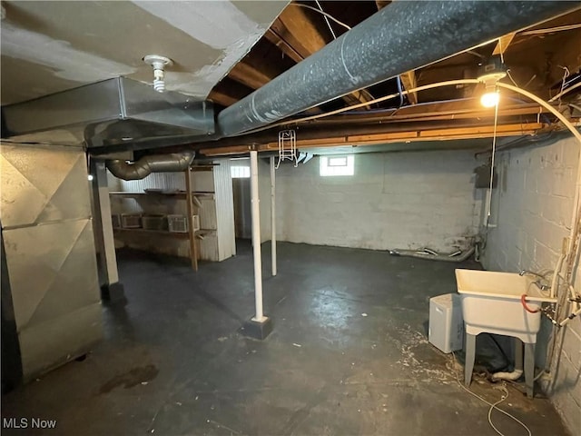 basement featuring sink