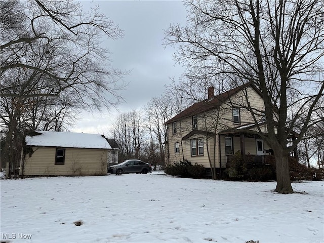 view of snow covered exterior