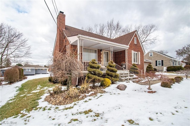 view of snow covered property