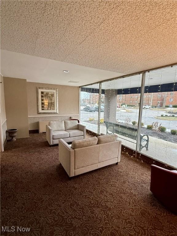 interior space featuring floor to ceiling windows