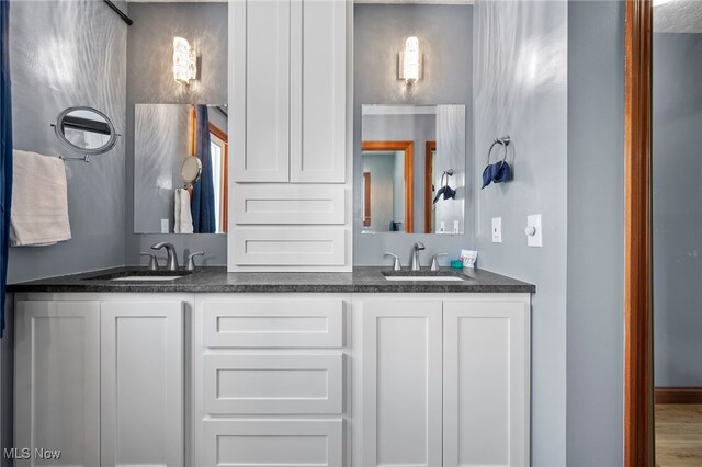 bathroom featuring double vanity and a sink