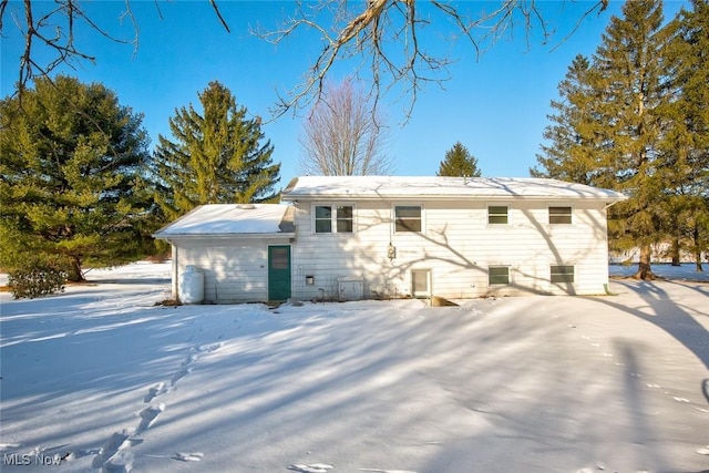 view of snow covered property