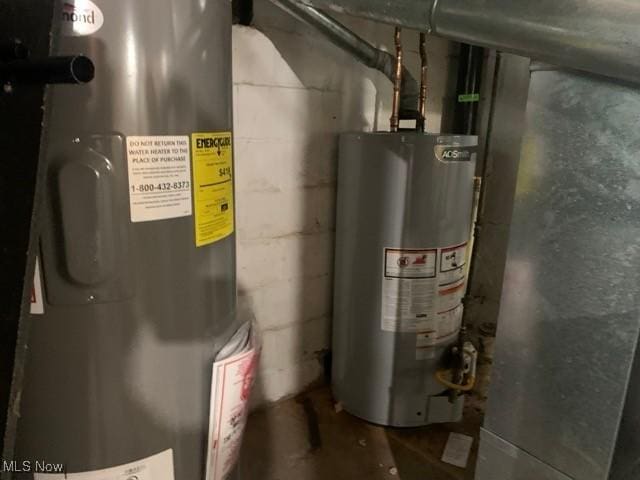 utility room with water heater