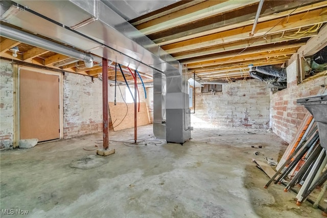 basement with heating unit