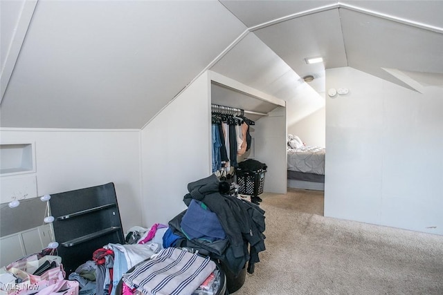 additional living space featuring light carpet and lofted ceiling