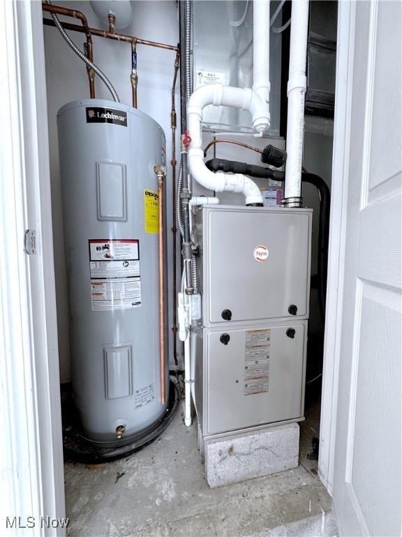 utility room with water heater