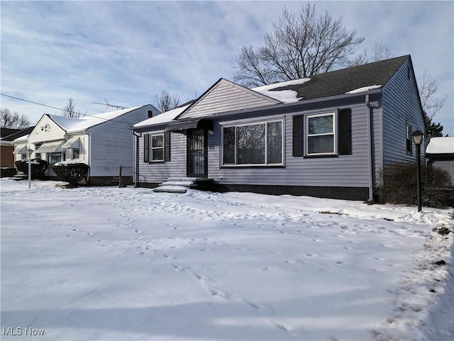 view of single story home