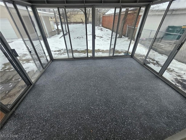 view of unfurnished sunroom