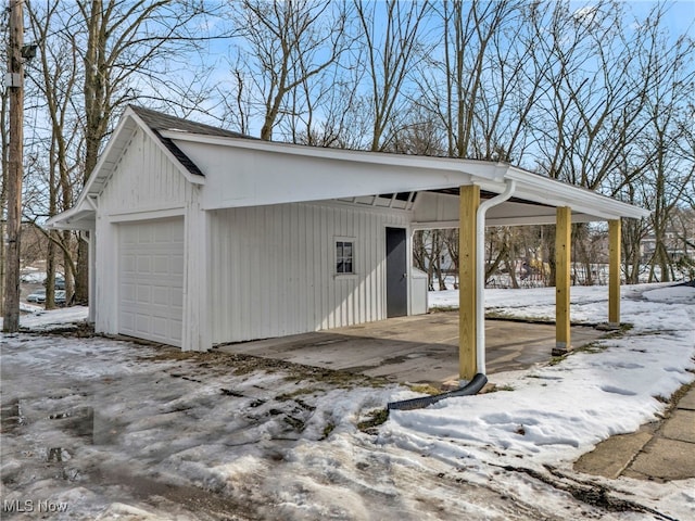 exterior space with a garage