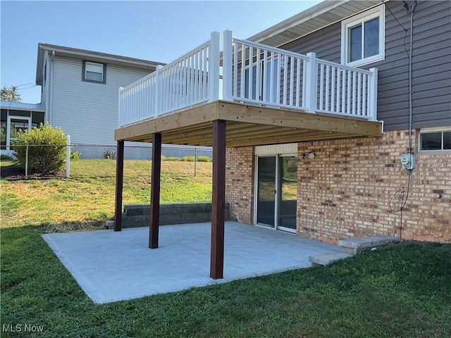 view of patio / terrace with fence and a wooden deck