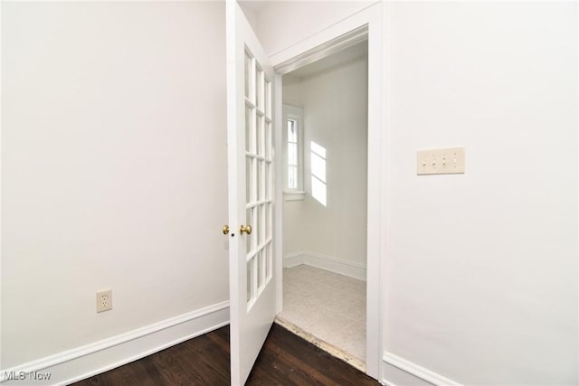 hall featuring dark hardwood / wood-style flooring