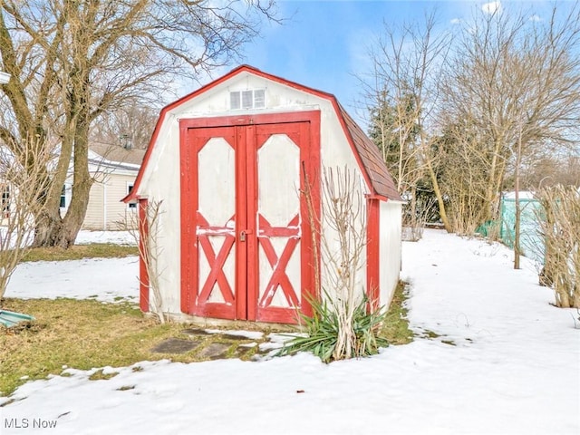 view of snow covered structure