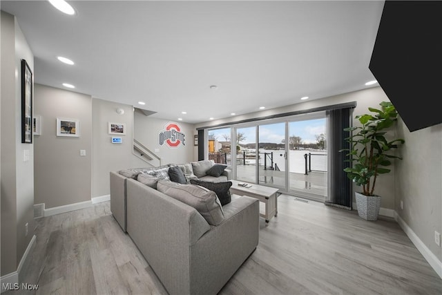 living room featuring light hardwood / wood-style flooring