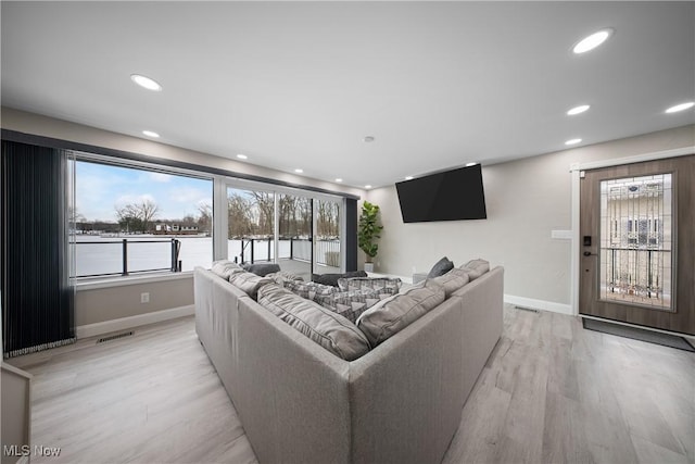 living room featuring light hardwood / wood-style floors