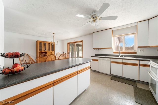 kitchen featuring plenty of natural light, stove, dishwasher, and white cabinets