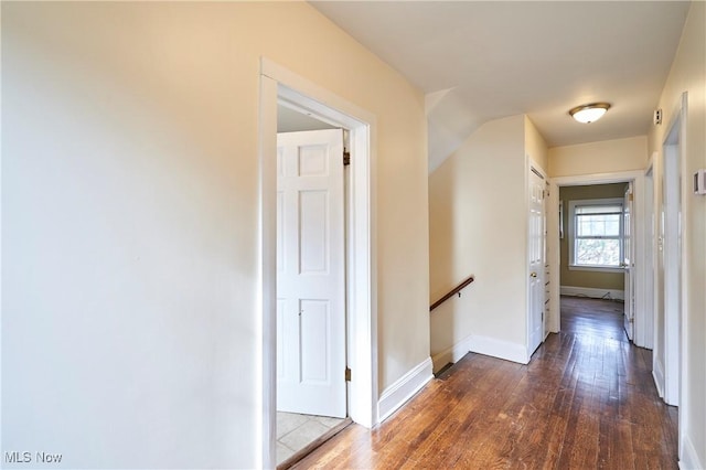 hallway featuring dark hardwood / wood-style flooring