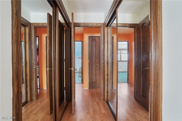 corridor featuring light hardwood / wood-style flooring