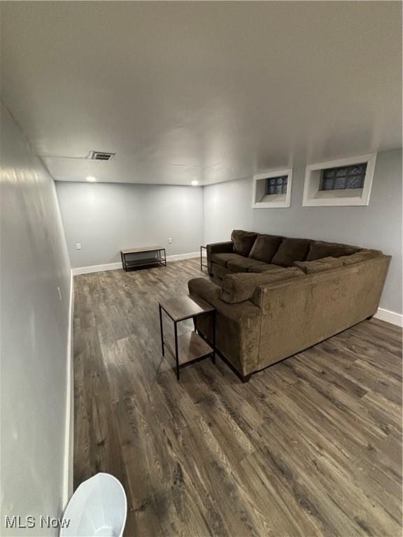 living room with hardwood / wood-style flooring