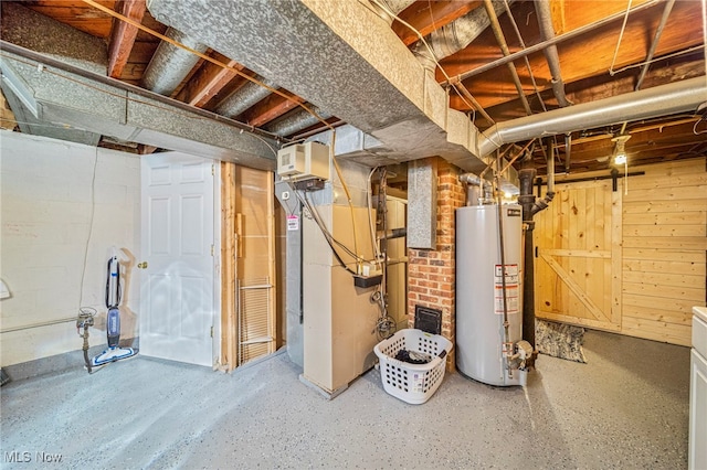 basement with gas water heater