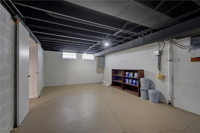 basement with electric panel