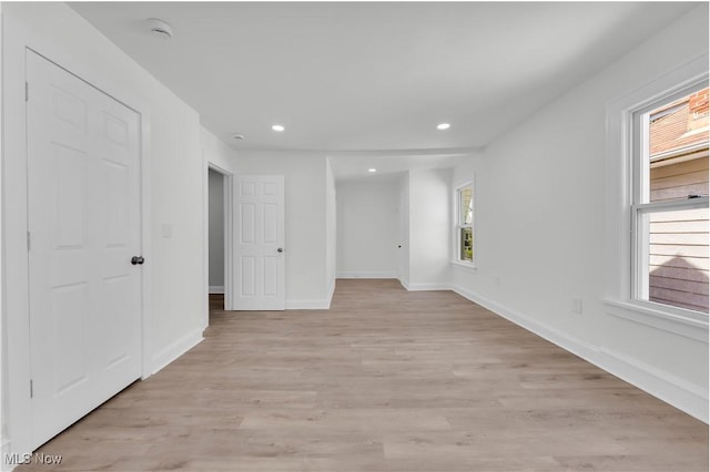 3295 Yorkshire Rd, Cleveland Heights, OH 44118 - spare room with a smoke detector, light wood finished floors, recessed lighting, and baseboards