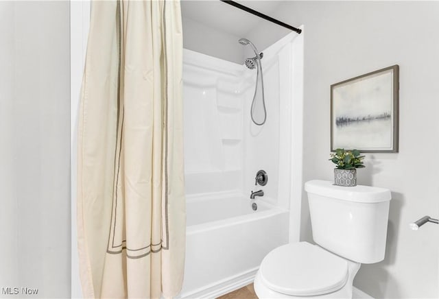 3295 Yorkshire Rd, Cleveland Heights, OH 44118 - bathroom with toilet and shower / bath combination with curtain