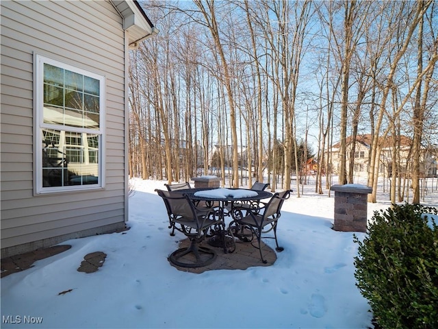 view of yard layered in snow