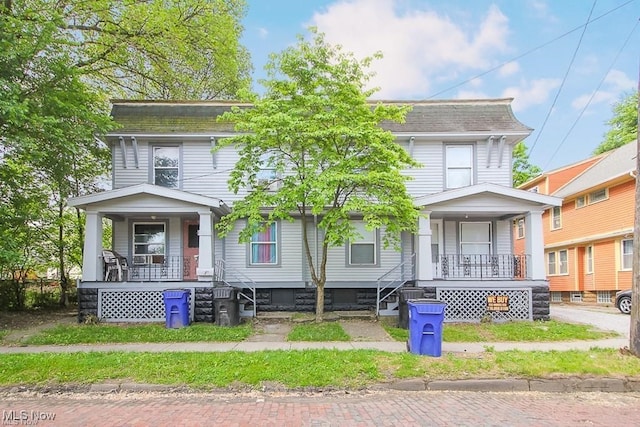 view of front facade featuring covered porch