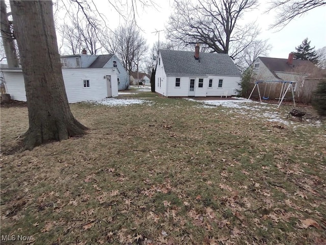 view of yard with a playground