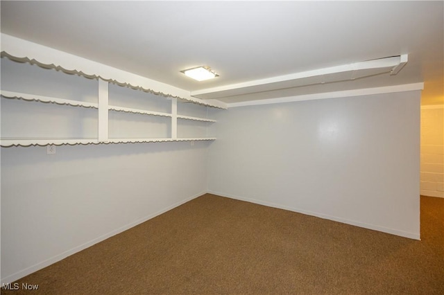 basement featuring carpet flooring