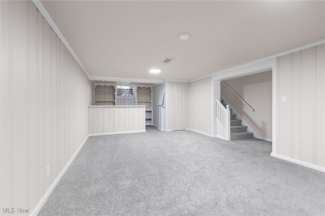 basement with carpet floors