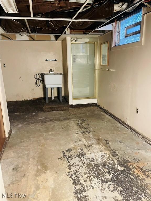 basement with sink